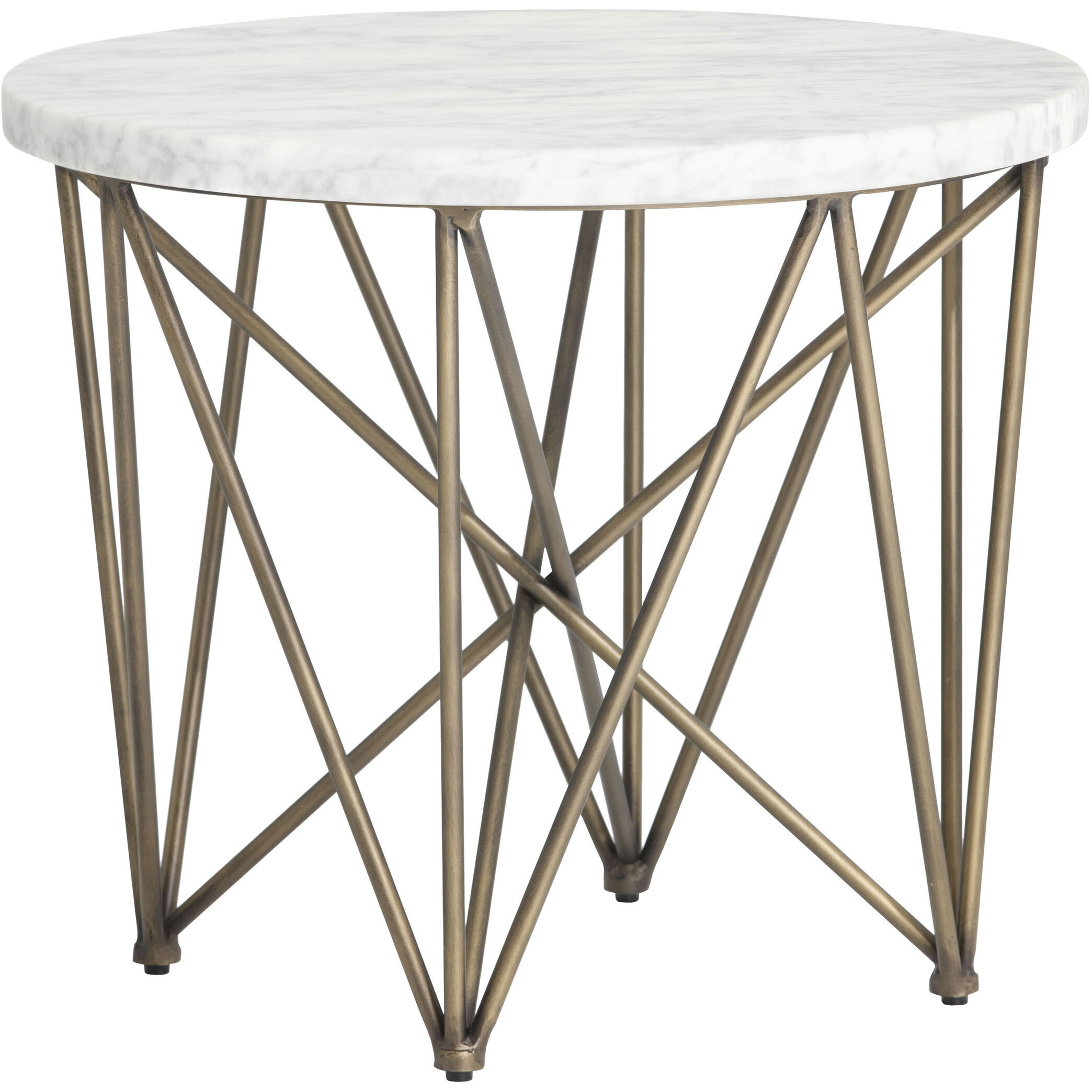 Skyy 23.5 X 19.5 inch White / Antique Brass Side Table